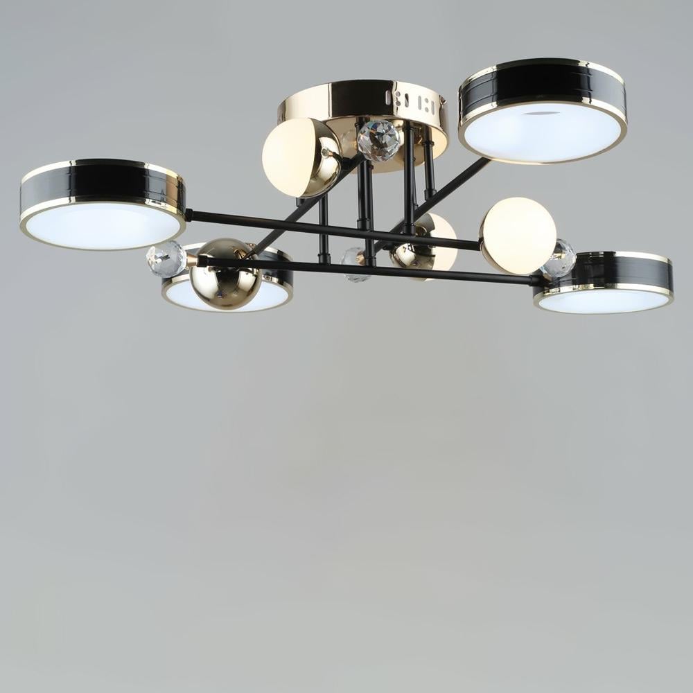 Люстра потолочная светодиодная LED Light House SRS-19699/4+4 BK+FGD Черный/Золотой