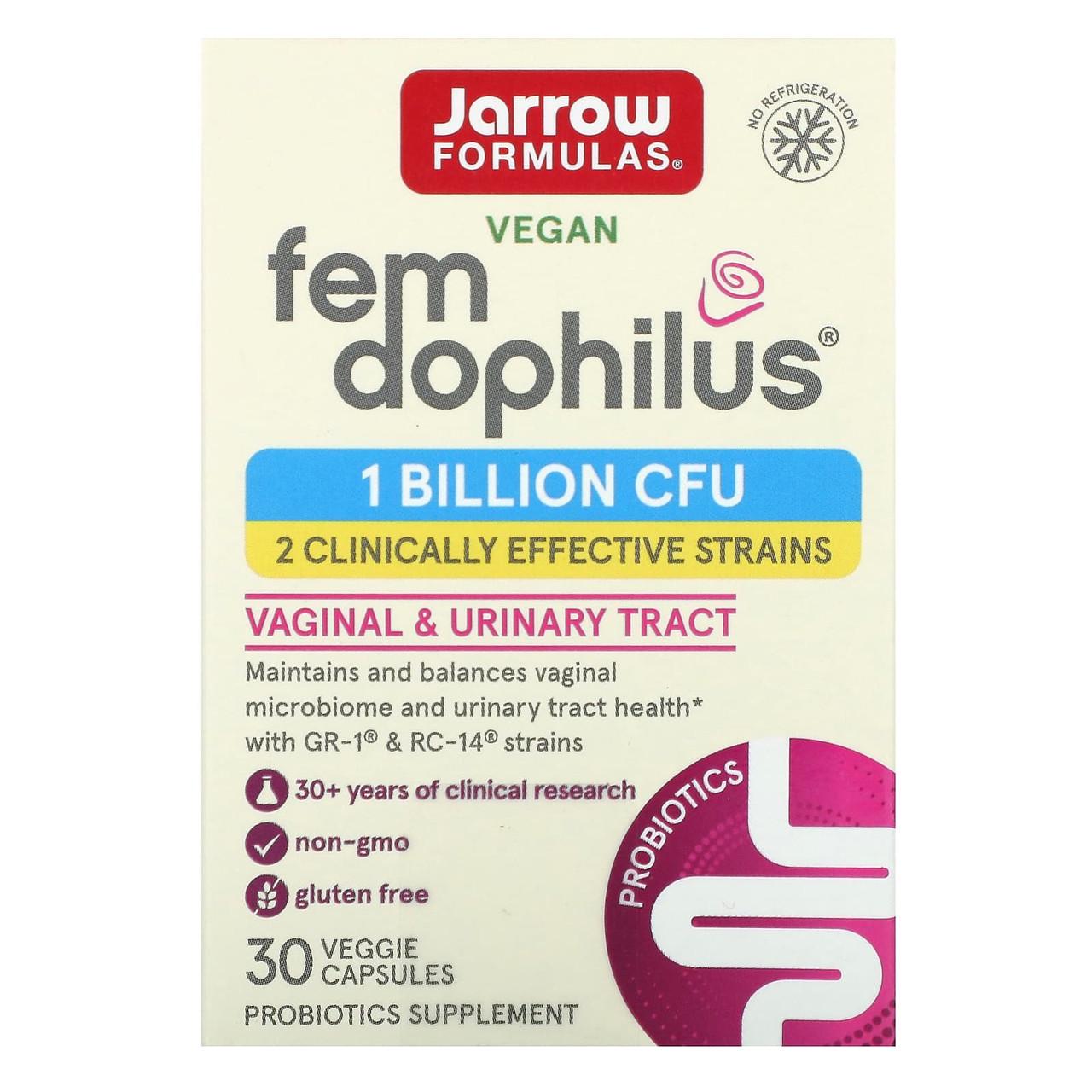 Пробиотики для женщин Jarrow Formulas Fem Dophilus для здоровья половой системы 30 растительных капс.