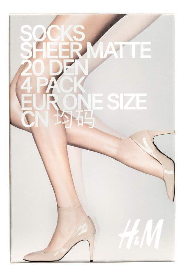 Носки капроновые H&M 4 пары р. 35-42 Бежевый (912156224)