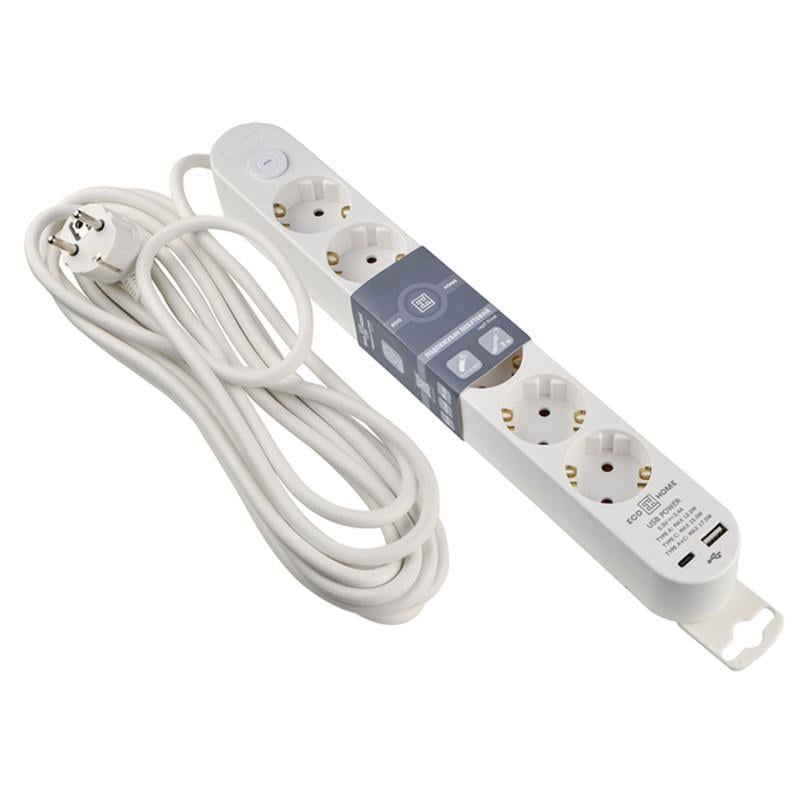 Фильтр-удлинитель сетевой АСКО-УКРЕМ Ornat 6 гнезд 5 м с ж/к USB/Type C с выключателем (ECO019001012) Фильтр-удлинитель сетевой АСКО-УКРЕМ Ornat 6 гнезд 5 м с ж/к USB/Type C с выключателем (ECO019001012)