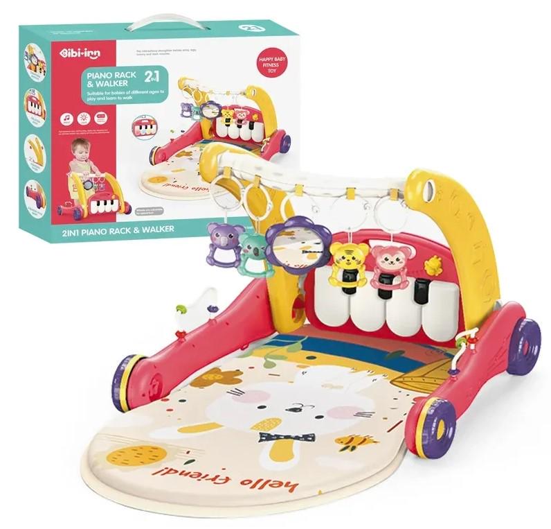 Ходунки-коврик Piano Rack Walker Погремушки-подвески/пианино/мелодии/пальчиковые лабиринты 2в1 Red/Yellow (144863)