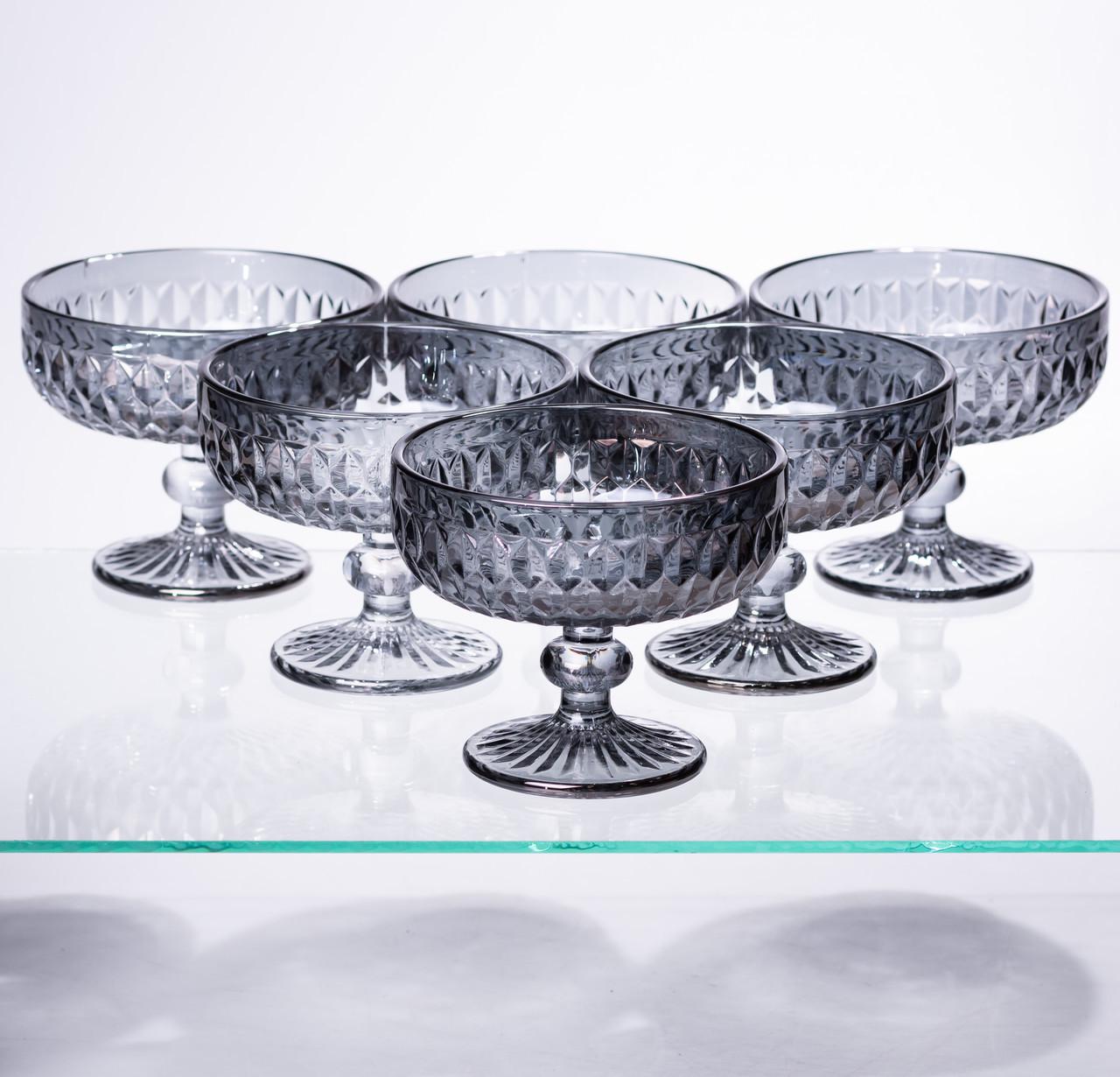 Набір креманок на ніжці 6 шт. 300 мл Сірий (HP-19-118)