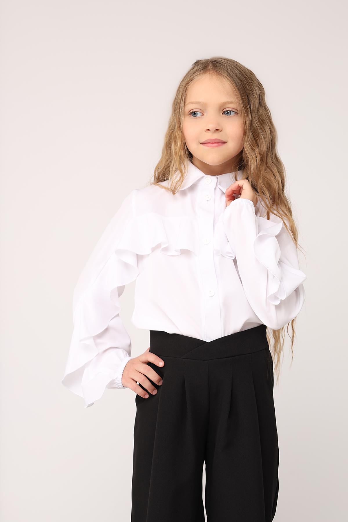 Блуза с длинным рукавом для девочки Yuki ЦБ-00278743 134 см Белый (35955811)