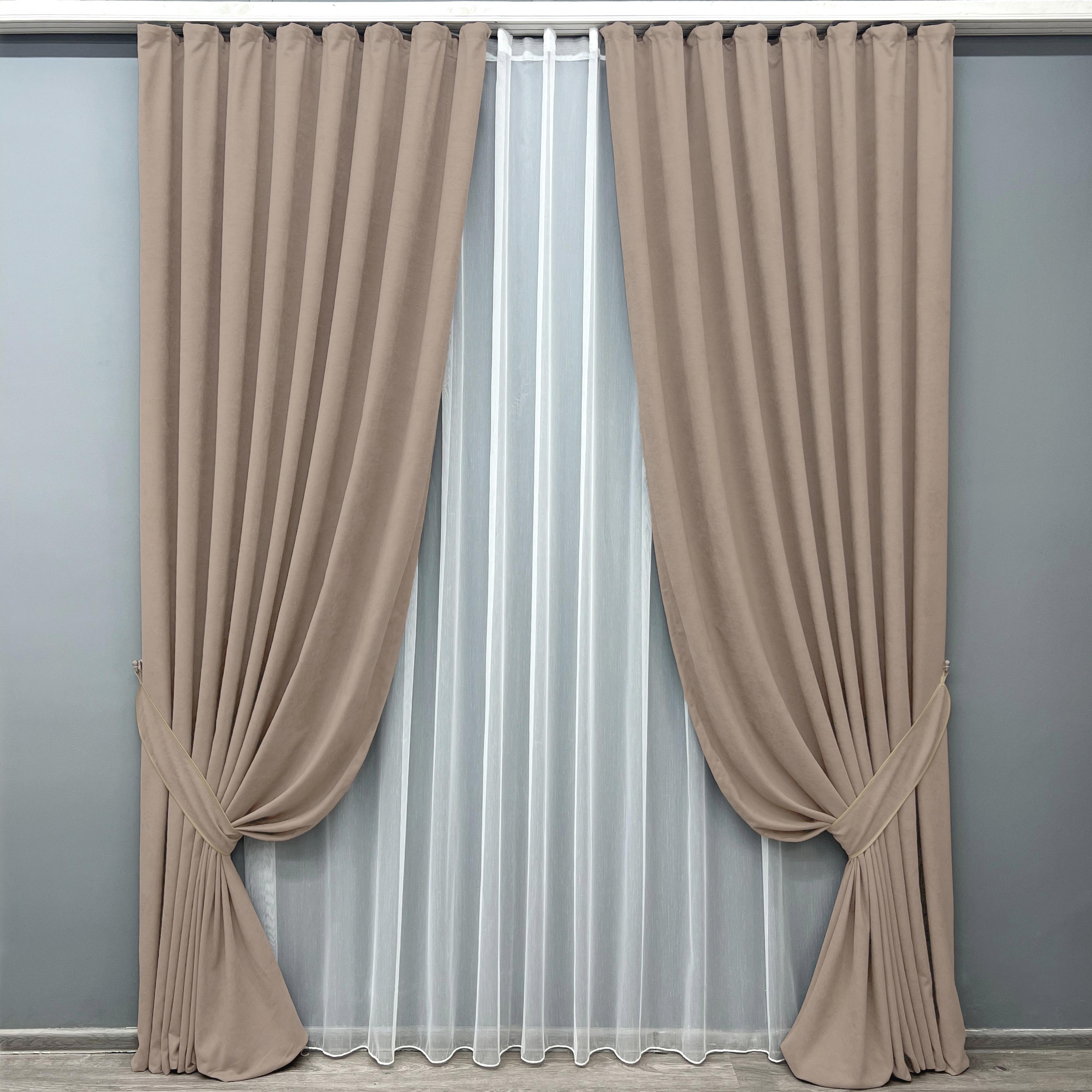 Комплект штор VR-Textil Petek YL №2016ш микровелюр 150х290 см 2 шт. Какао (33-1012)