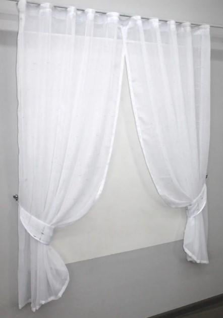 Шторки на кухню з підв'язками 240х170 см Білий (112к) - фото 5