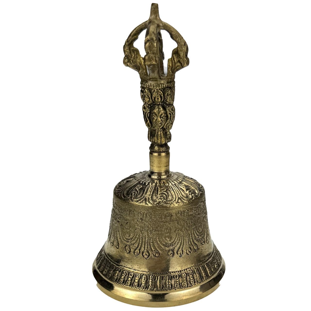 Колокол латунный с Ваджрой Гармония и Духовная Сила высота 13 см (C6238)