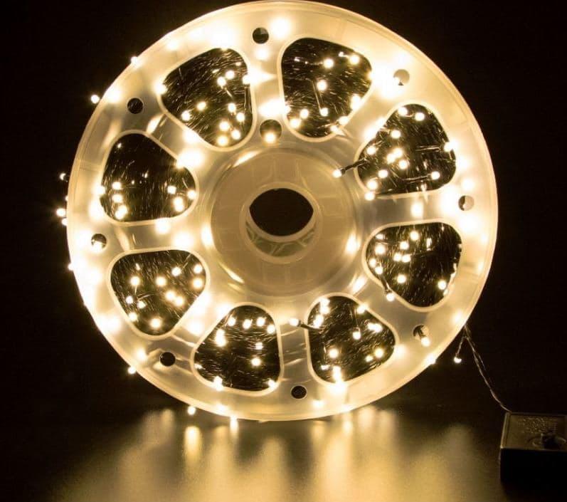 Гирлянда нить класическая цепь на бухте 50 м 420 LED черный провод Теплый белый