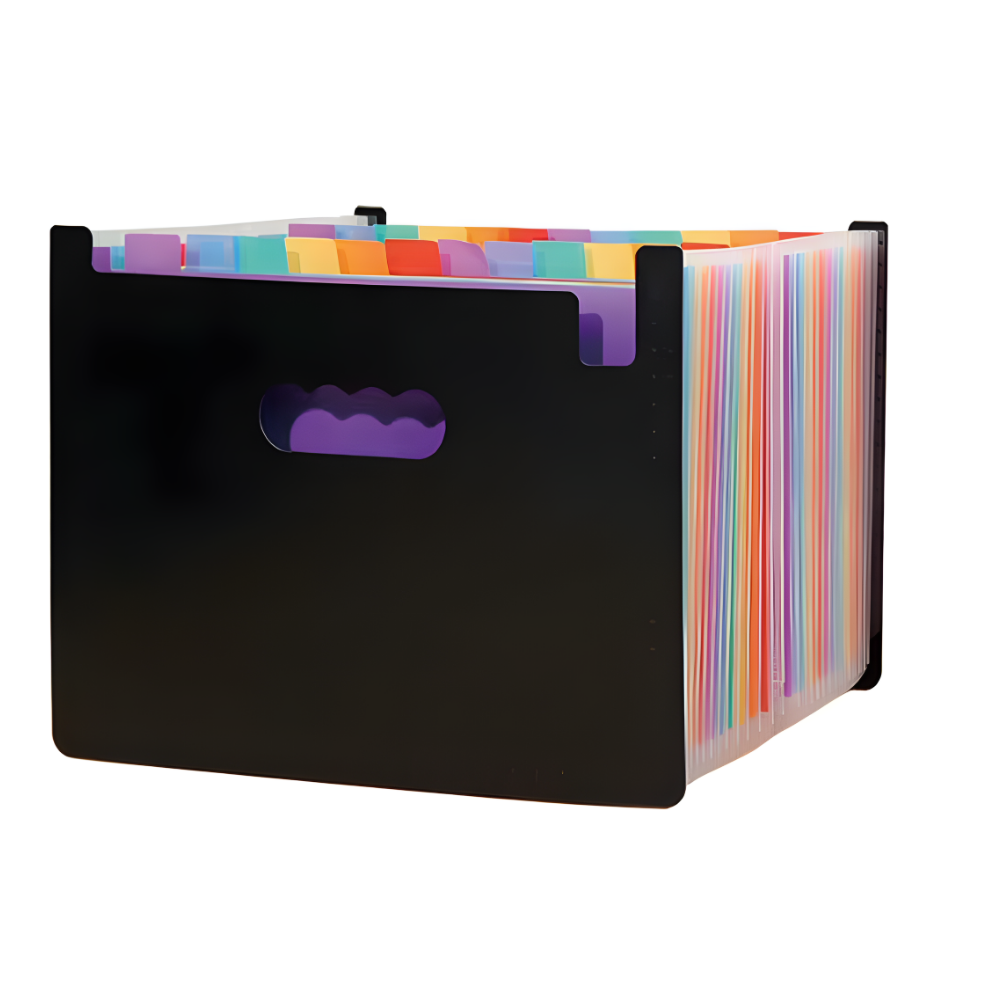 Папка для хранения документов и файлов на 24 отделения формата А4 с цветными вкладками 330x240x30 мм Черный