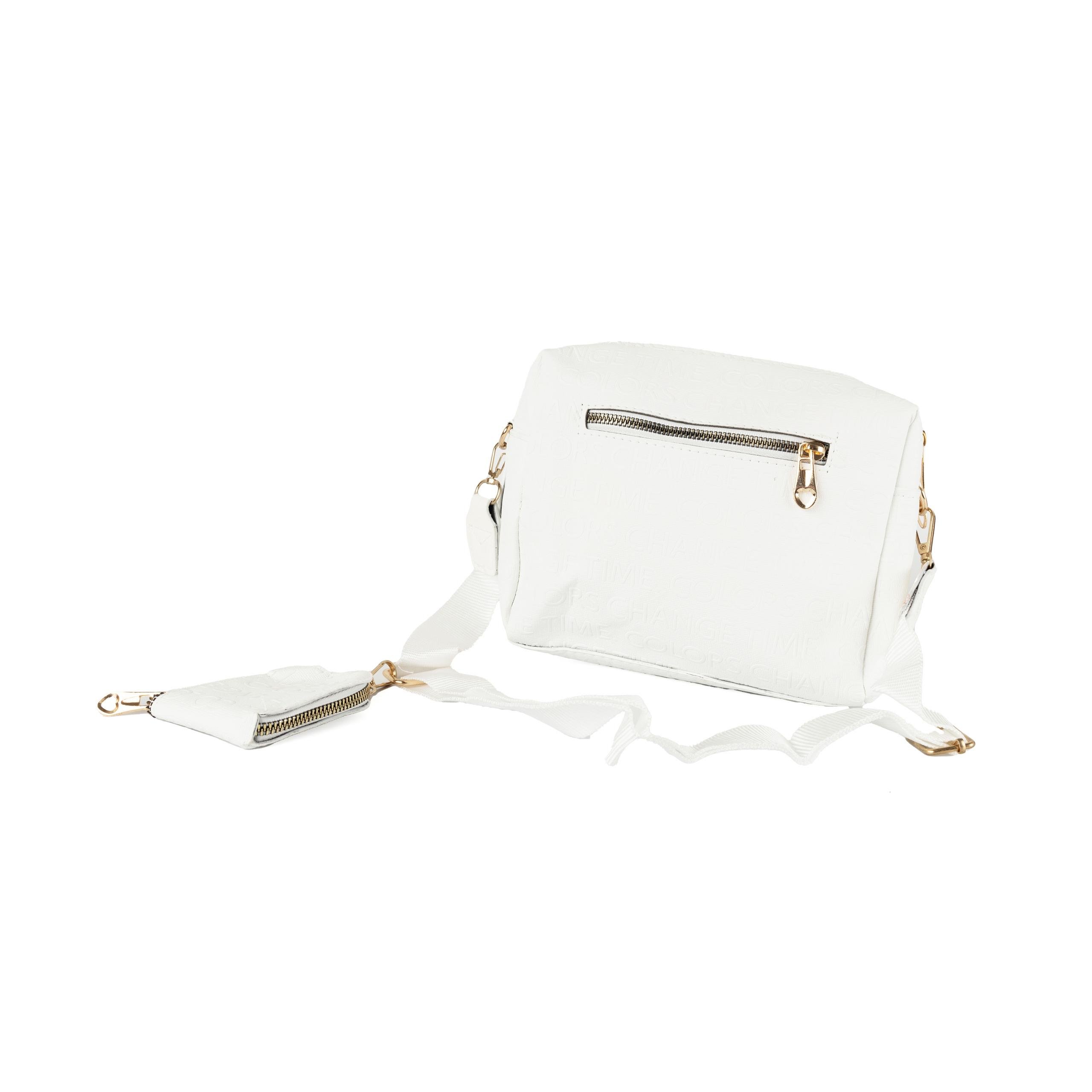 Сумка женская через плечо с регулируемым ремешком и маленьким кошельком Белый