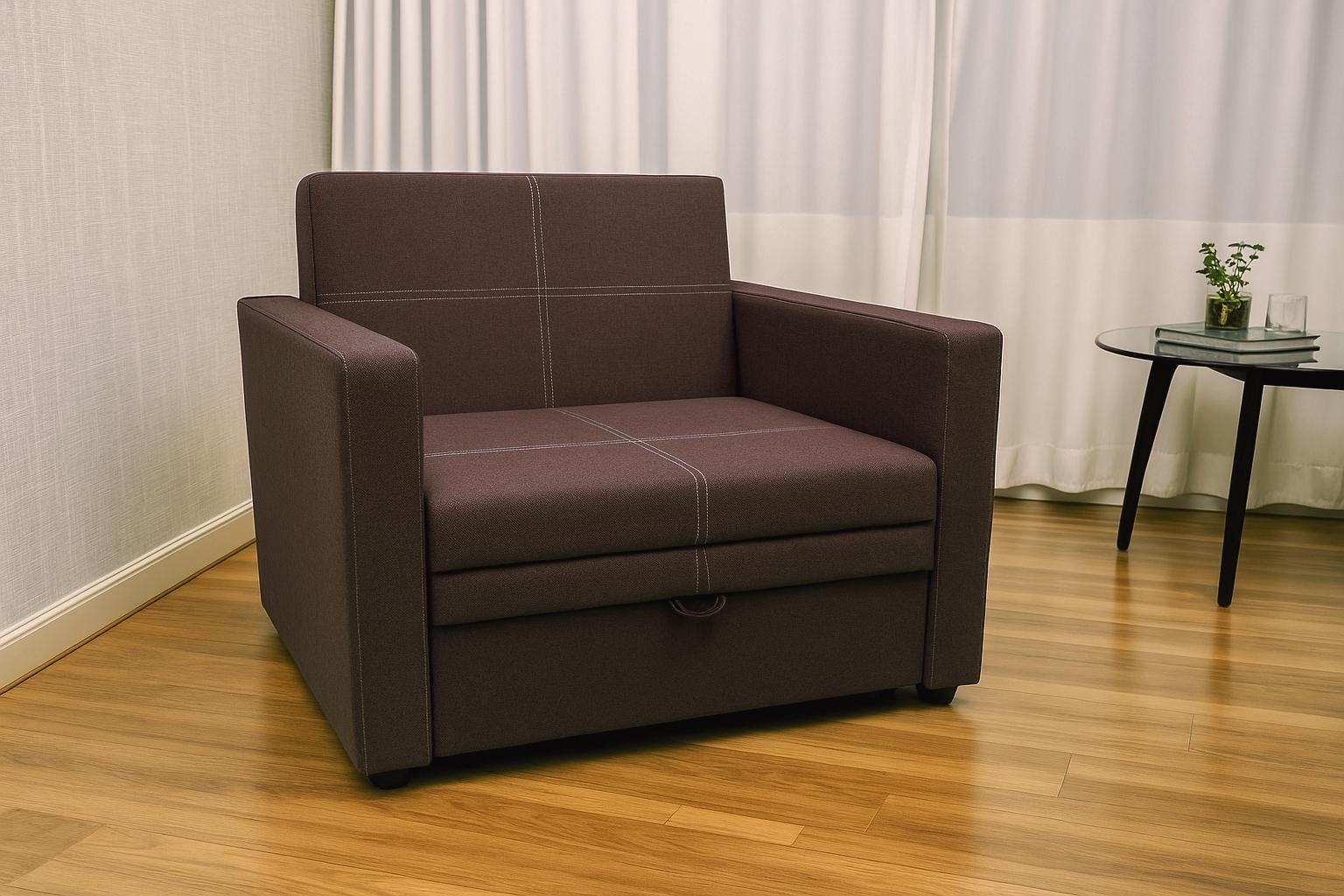 Диван-кресло мягкий раскладной Tobi Sho Максиан рогожка Bahama 1140х850х830 мм 45/Коричневый