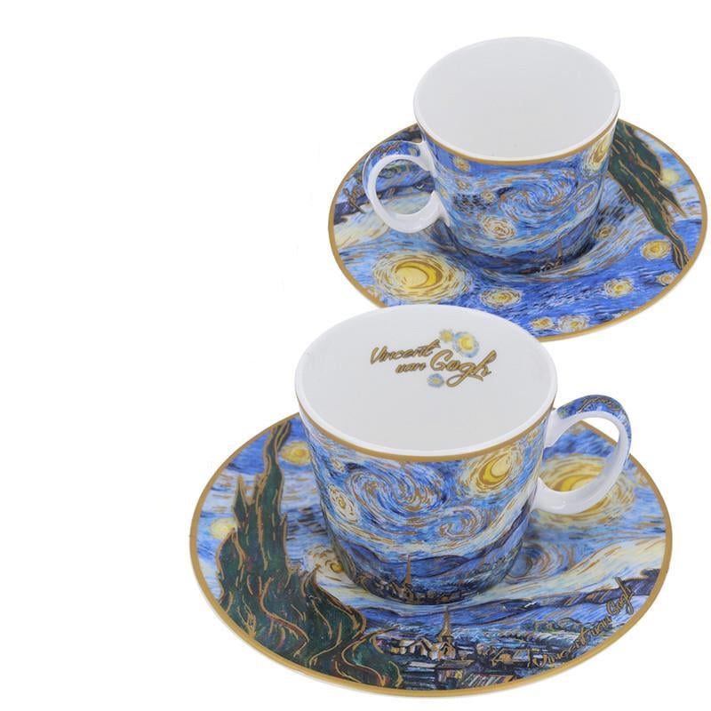 Набор подарочный для эспрессо Carmani Звездная ночь 2 чашки с блюдцами h 6 см 100 мл (830-0700)