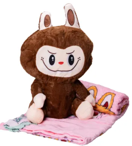 Дитячий набір Іграшка плед «Лабуба» коричневий, м’яка іграшка з пледом для дітей Дитячий набір Іграшка плед «Лабуба» коричневий, м’яка іграшка з пледом для дітей