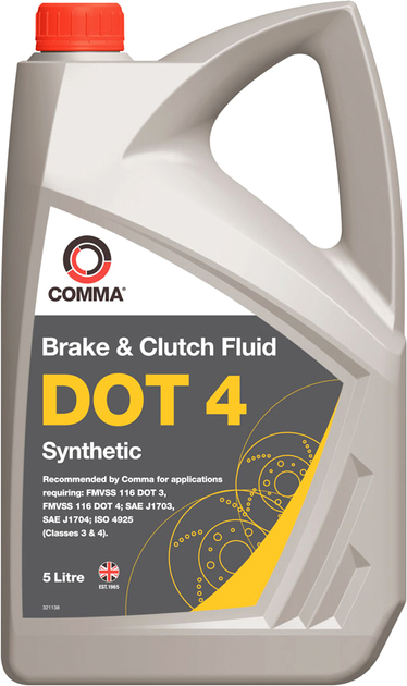 Автомобильная тормозная жидкость Comma DOT 4 BRAKE FLUID для систем ABS 5 л (BF45L)