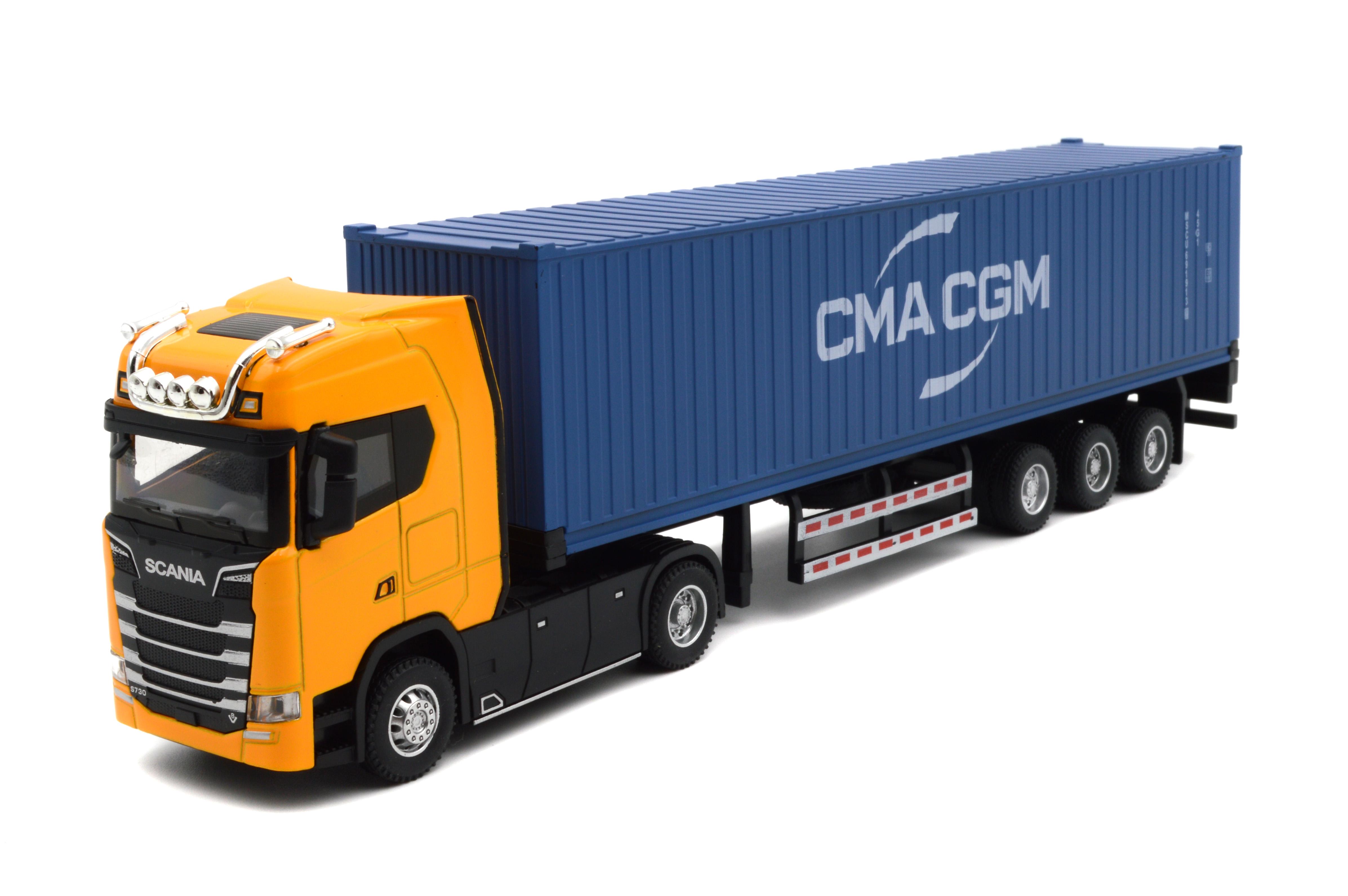 Модель металлическая тягач Scania с прицепом/звук/свет/инерция