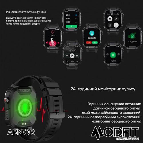 Смарт-часы Modfit Armor All Black Черный (1808623106) - фото 7