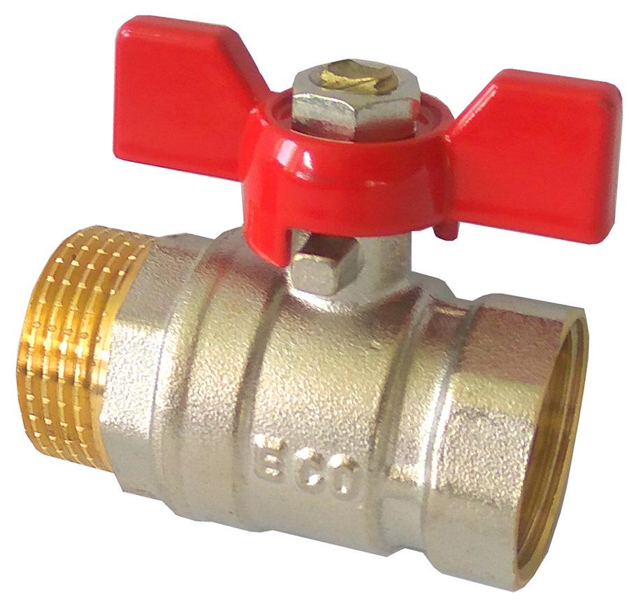 Кран шаровая Eco бабочка никель 3/4" ВЗ Красный (RS-ST-RBE21)