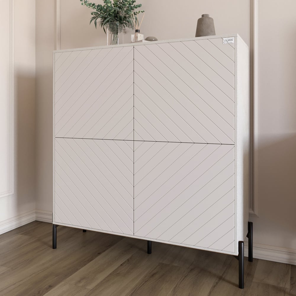 Комод-пенал Lion Амарант 114x40x126,5 см Бетон/Белый (LION-042007) Комод-пенал Lion Амарант 114x40x126,5 см Бетон/Белый (LION-042007)