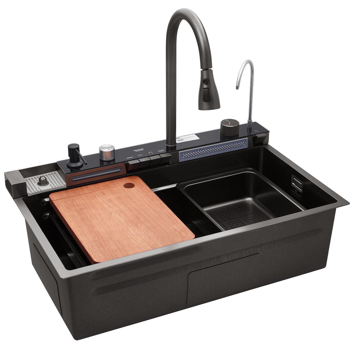 Мойка кухонная Kroner CV033375 прямоугольная из нержавеющей стали 750x460 мм (229388)