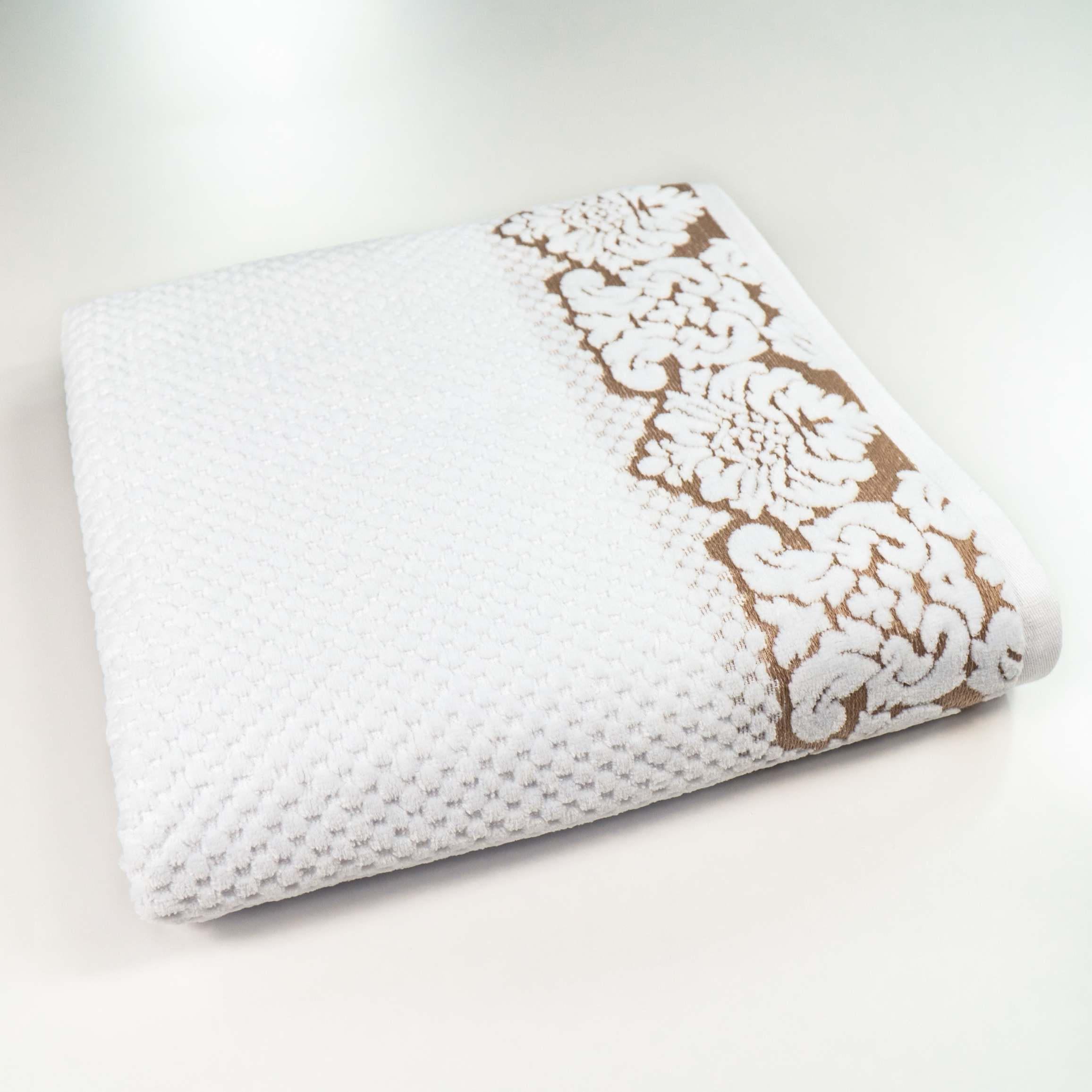 Полотенце банное Damask жаккардовое с велюром 70x140 см Белый (550-dv-140-white)