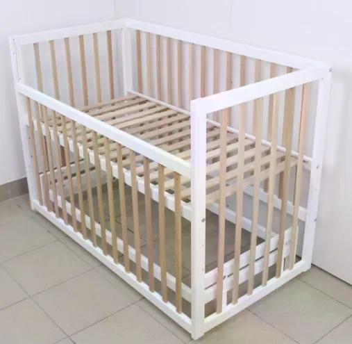 Ліжечко для новонароджених Sofia 2 з маятником дерев'яне Білий/Натуральний (Kuz58)