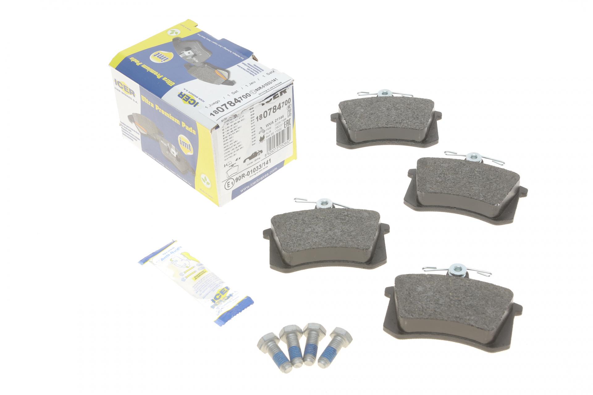 Колодки тормозные задние ICER Audi A4/A6/A8 94-02/Audi 80 91-96/Audi 90 84-91/Audi 100/200 77-94 (180784-700)