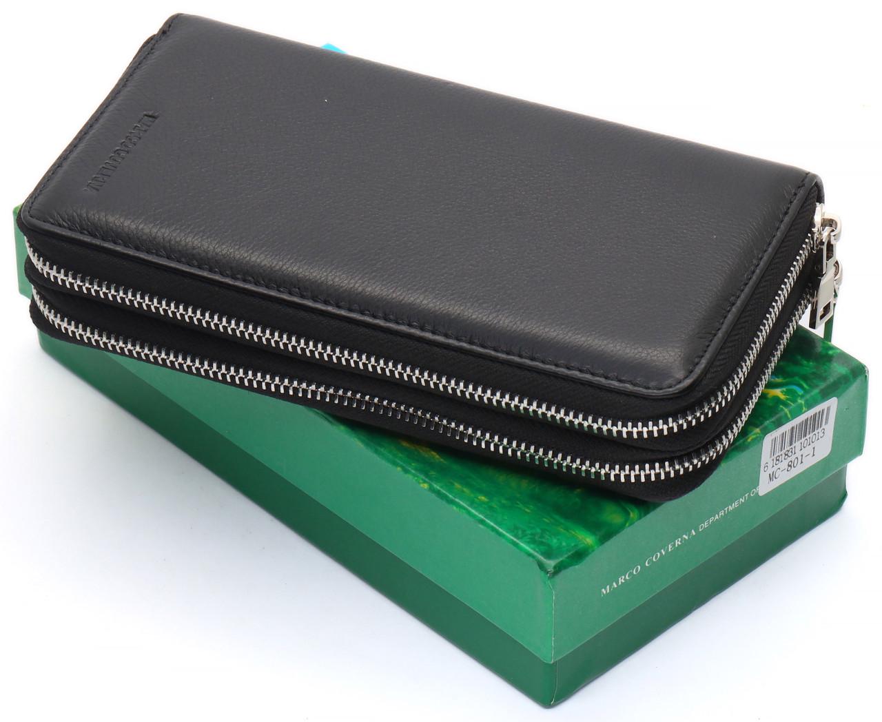 Клатч мужской Marco Coverna на две молнии из натуральной кожи Черный (MC-801-1) - фото 2 Клатч мужской Marco Coverna на две молнии из натуральной кожи Черный (MC-801-1) - фото 2