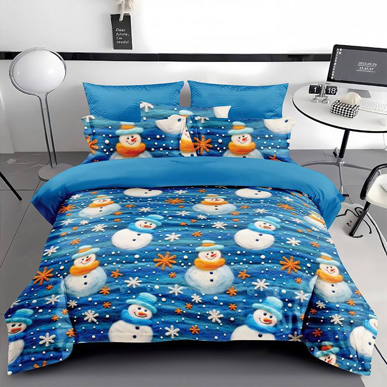 Постільна білизна сатин 5D двоспальне 70х70 см Блакитний із жовтим - фото 1 Постільна білизна сатин 5D двоспальне 70х70 см Блакитний із жовтим - фото 1