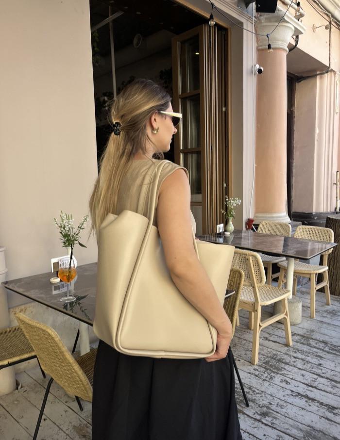 Сумка-шопер жіноча Next Level Bags з екошкіри 28х15х32 см Бежевий (02-2331)