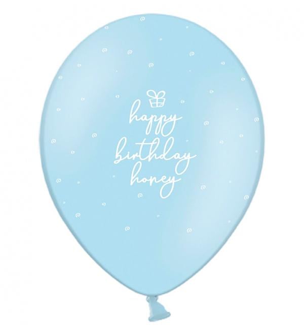 Воздушные шары Happy Birthday honey 5 шт. Ø 30 см Голубой (12634896)
