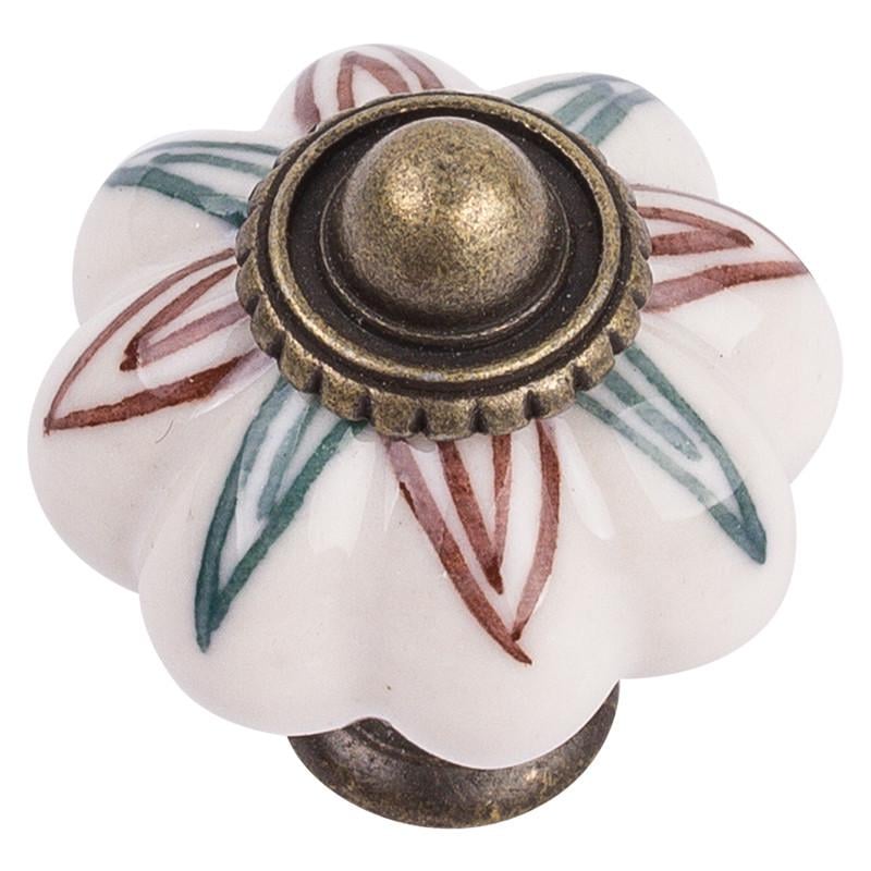 Мебельная ручка Rosa Fiori CR 9140.34 Античная бронза с рисунком (31463)