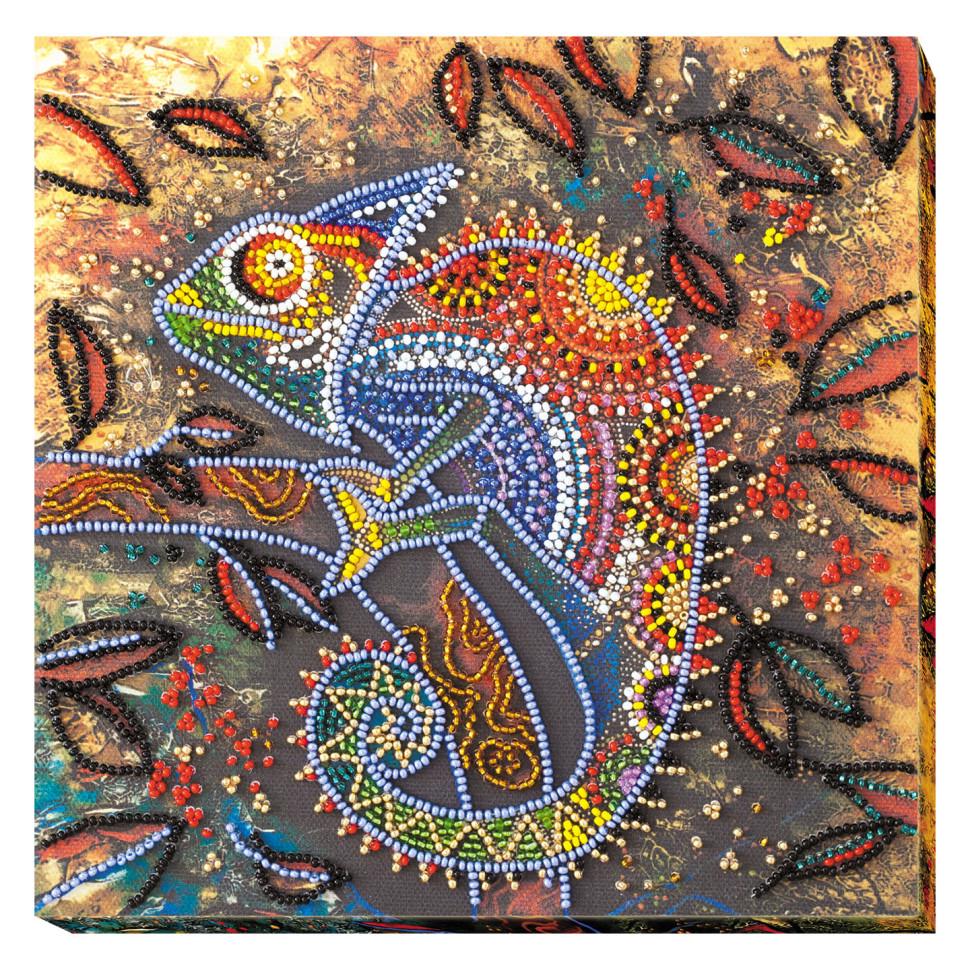 Набор для вышивки бисером Abris Art Хамелеон 20х20 см Разноцветный (AMB-034)