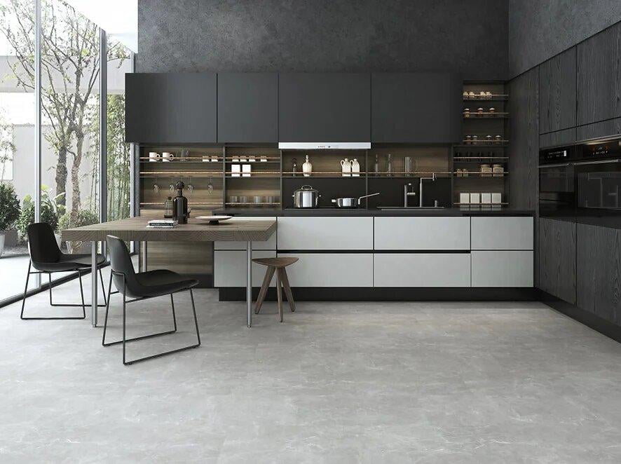 Напольные панели YU STONE керамокомпозит c микрофаской и подложкой Avenzo 915х305х5 мм Grey Marble SPC (23033-1)