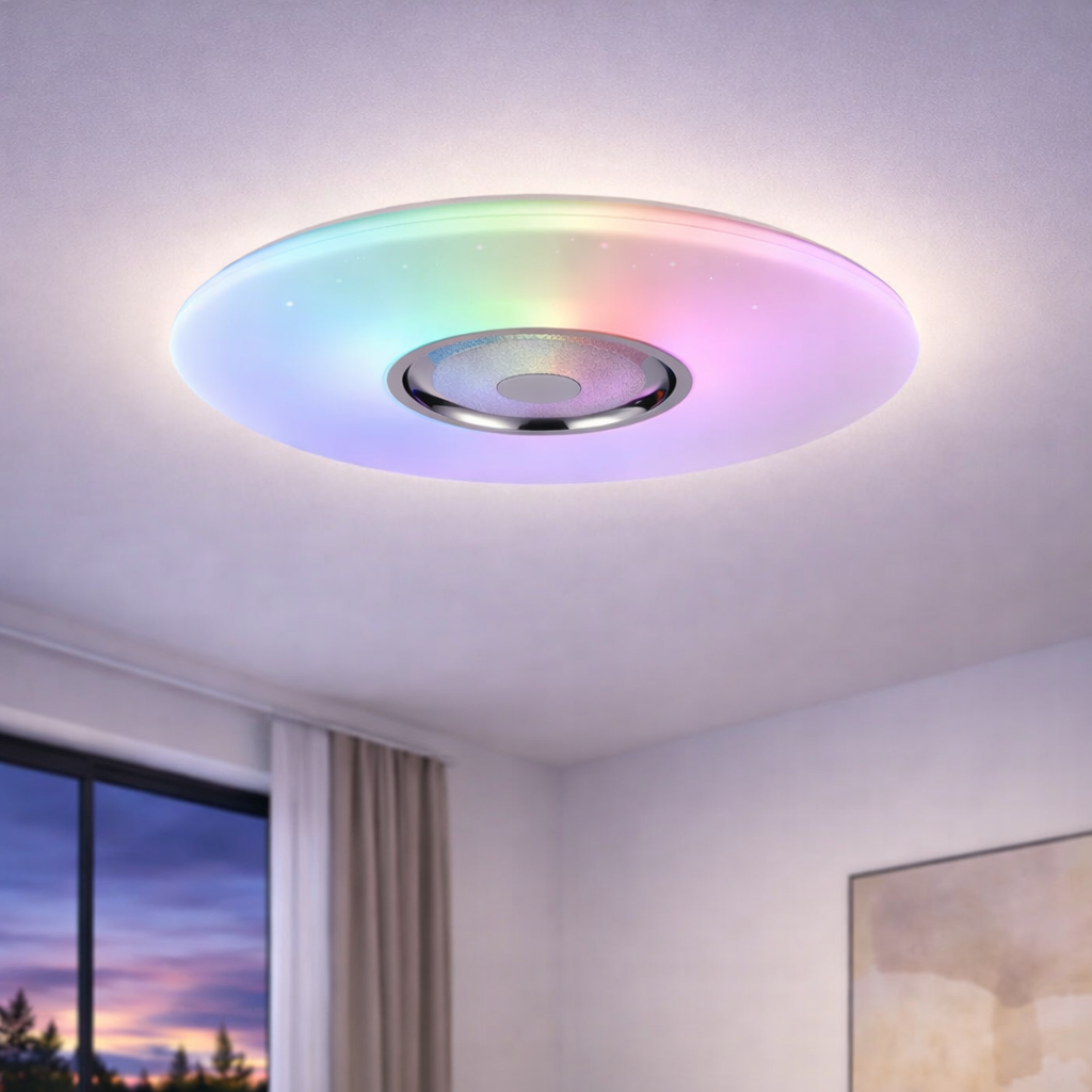 Светодиодный светильник Valeso 53W с колонкой и акриловым плафоном 3000-6500K и RGB с пультом Белый (LY567-401 WH) Светодиодный светильник Valeso 53W с колонкой и акриловым плафоном 3000-6500K и RGB с пультом Белый (LY567-401 WH)