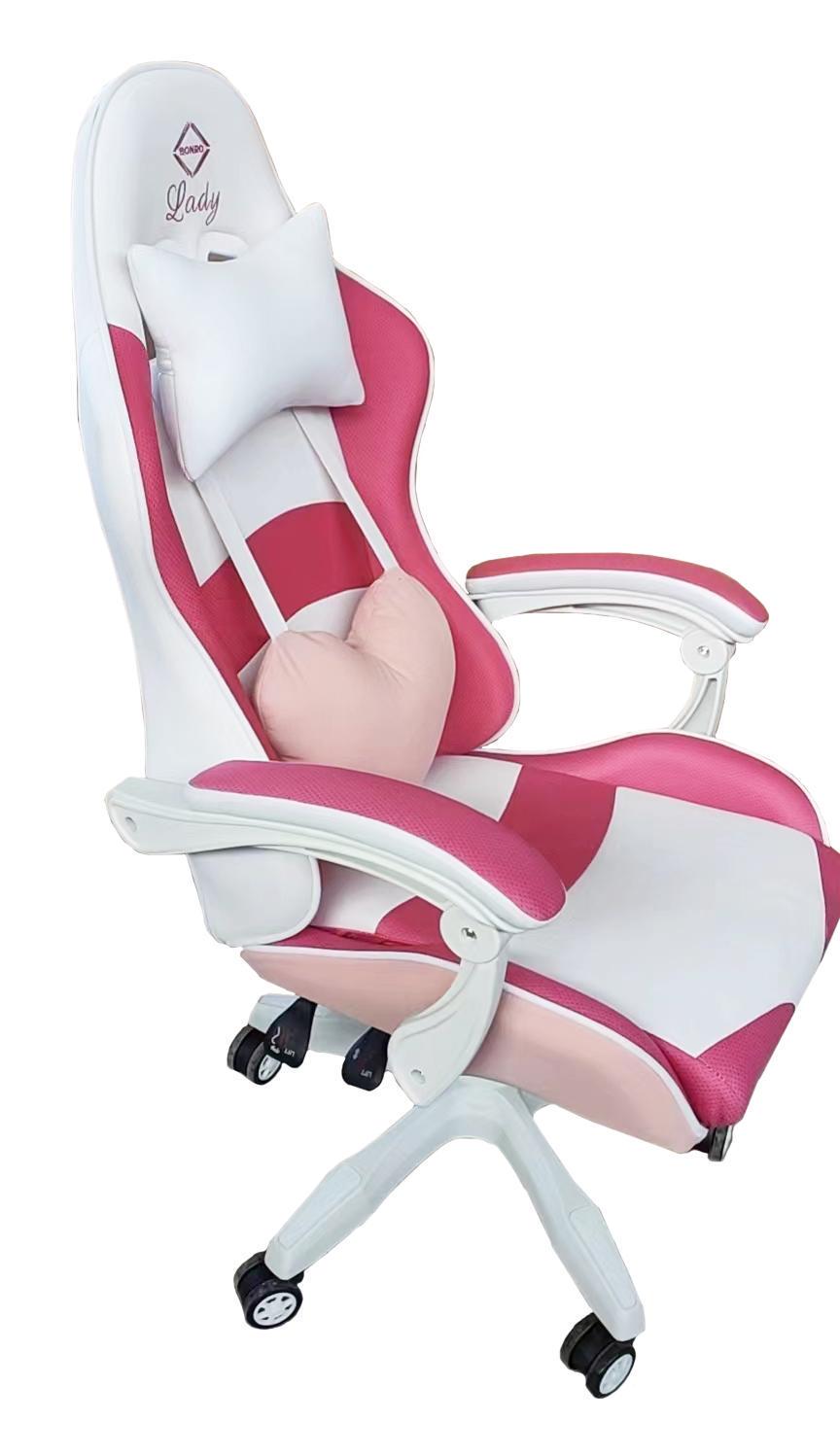 Крісло офісне комп'ютерне Bonro Lady 807 Рожево-білий (21589805) - фото 4