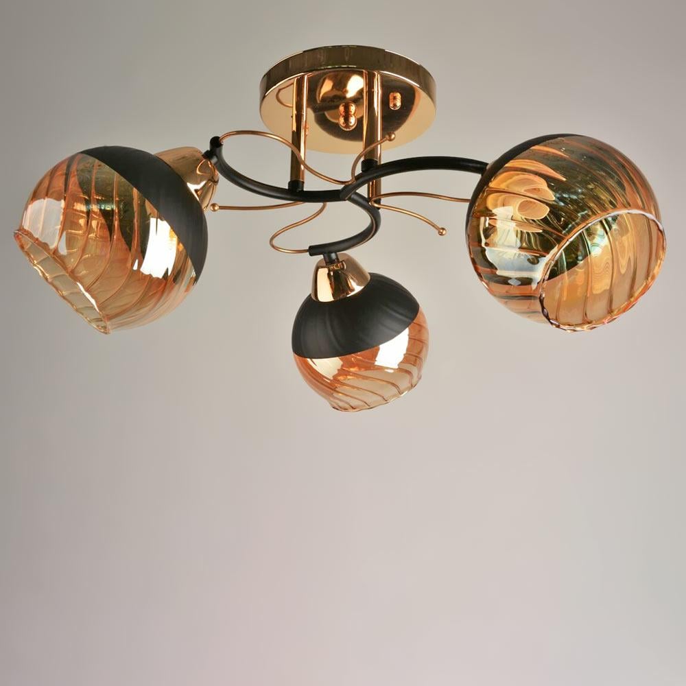 Люстра потолочная Lighthouse SRS-19855/3 Золотой/Черный/Янтарный