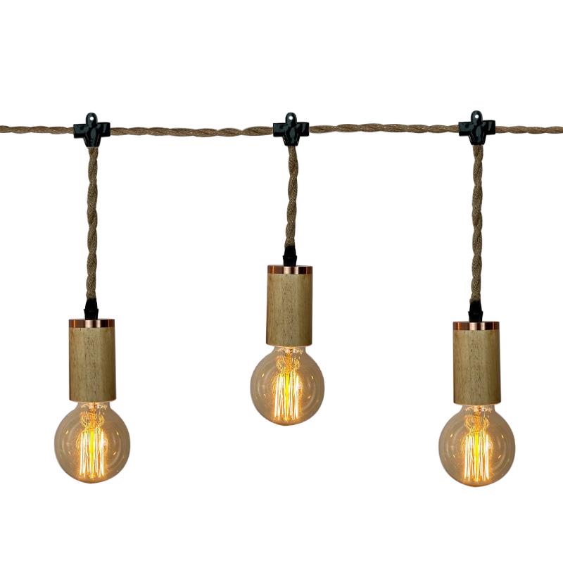 Гірлянда з дерев'яними патронами 4 лампи 3 м та 3 м шнур (52153)