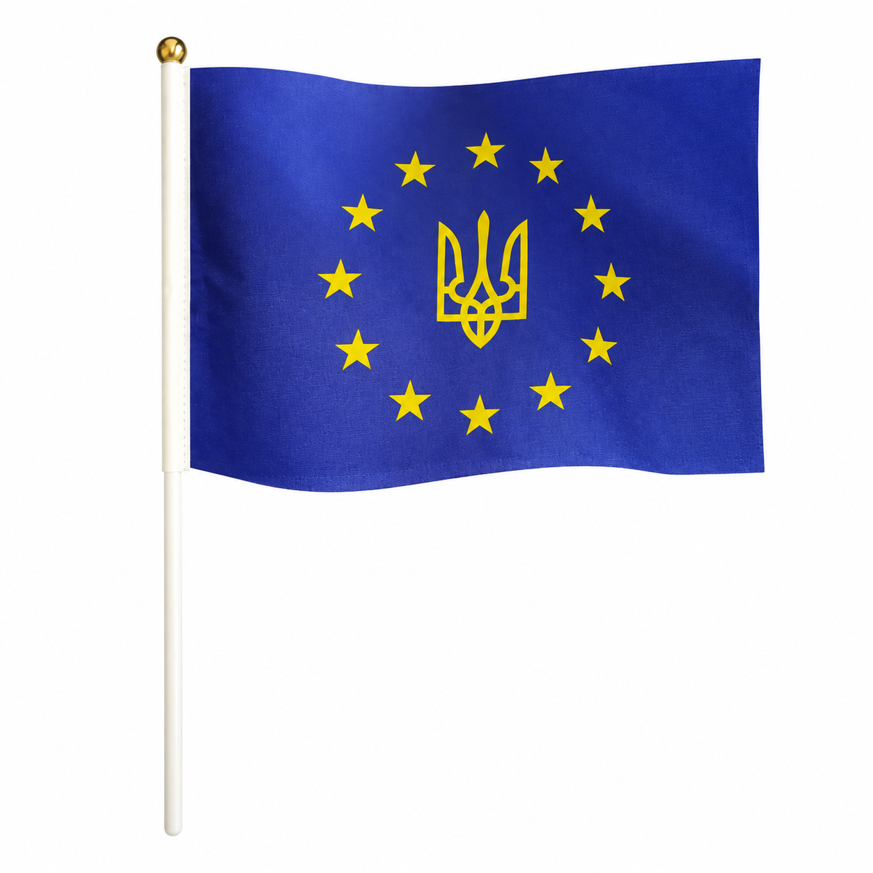 Набір прапорців України Євросоюз та Тризуб 14x21 см 10 шт. Синьо-жовтий (SZ-780032)