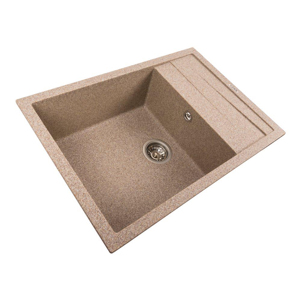 Мойка кухонная гранитная 7050 Cascada Platinum матовая Карамель - фото 2