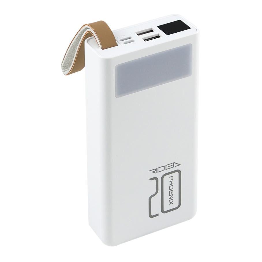 Повербанк Ridea RP-D20L Phoenix20 20000 мА/ч 10 Вт 2хUSB-A Micro-USB Type-C LED дисплей фонарь White Повербанк Ridea RP-D20L Phoenix20 20000 мА/ч 10 Вт 2хUSB-A Micro-USB Type-C LED дисплей фонарь White