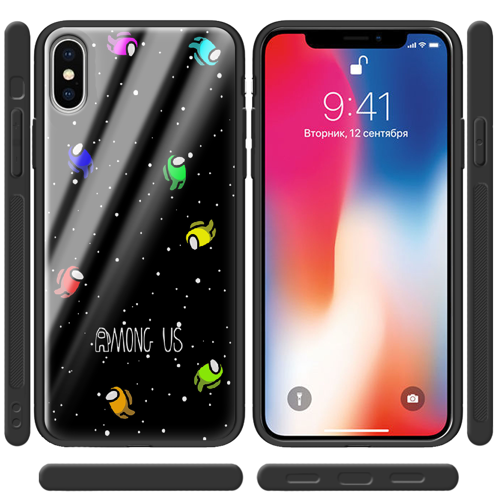 Чехол Boxface iPhone X Among Us Invisible Черный силикон со стеклом (32139-bk76-37734) - фото 2