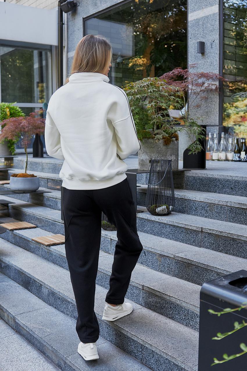 Костюм жіночий М196.4 з начосом L Кремовий/Чорний (980-1-62) - фото 5 Костюм жіночий М196.4 з начосом L Кремовий/Чорний (980-1-62) - фото 5