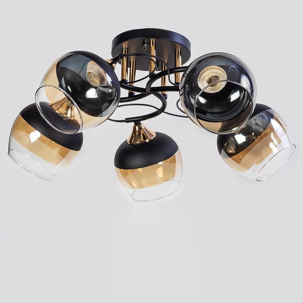 Люстра стельова Light House SC-20230/5 BK/FG D550х240 Чорний/Золотий
