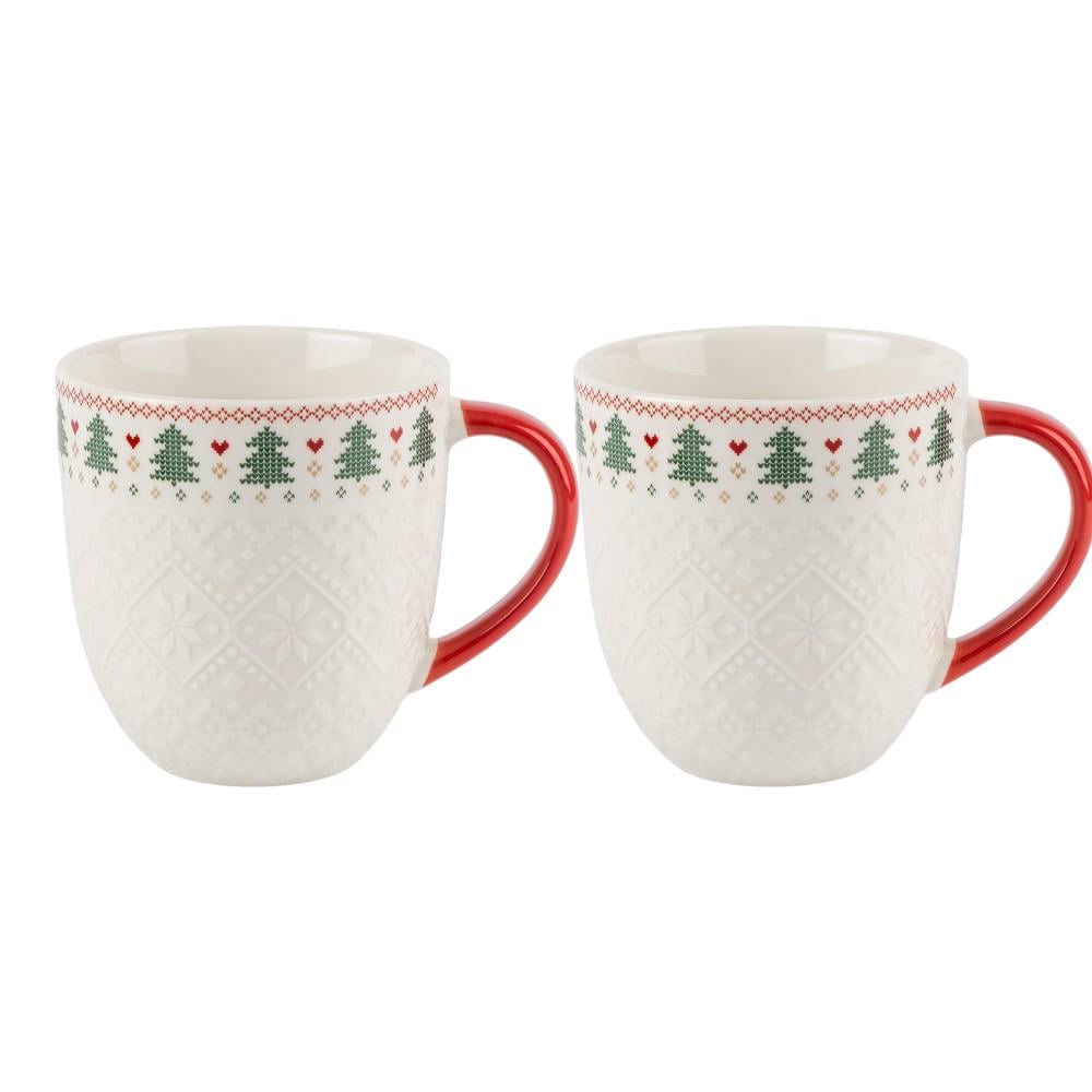 Новогодний набор кружек для горячих напитков Новогодний узор 2 шт. 630 мл Белый (147-81-6035-004)