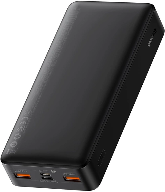 Повербанк Baseus Bipow Digital Display 20000 mAh 20W 3A с поддержкой быстрой зарядки 3A 2USB/1Type-C QC Black (11522583) - фото 3