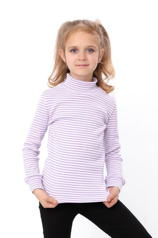 Водолазка утеплена для дівчинки приталеного крою в смужку Носи Своє 140 см Світло-лавандовий (6068-022-5)