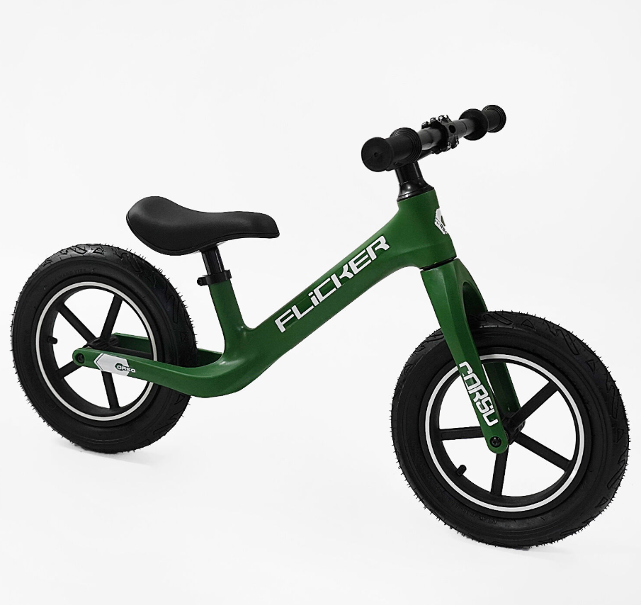 Беговел Corso нейлоновая рама нейлоновая вилка надувные колеса 12" Зеленый (FL-0228-76)