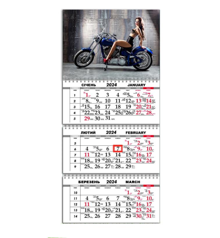 Календарь квартальный на 2024 год APRIORI мужской 30х61 см (UA2258)