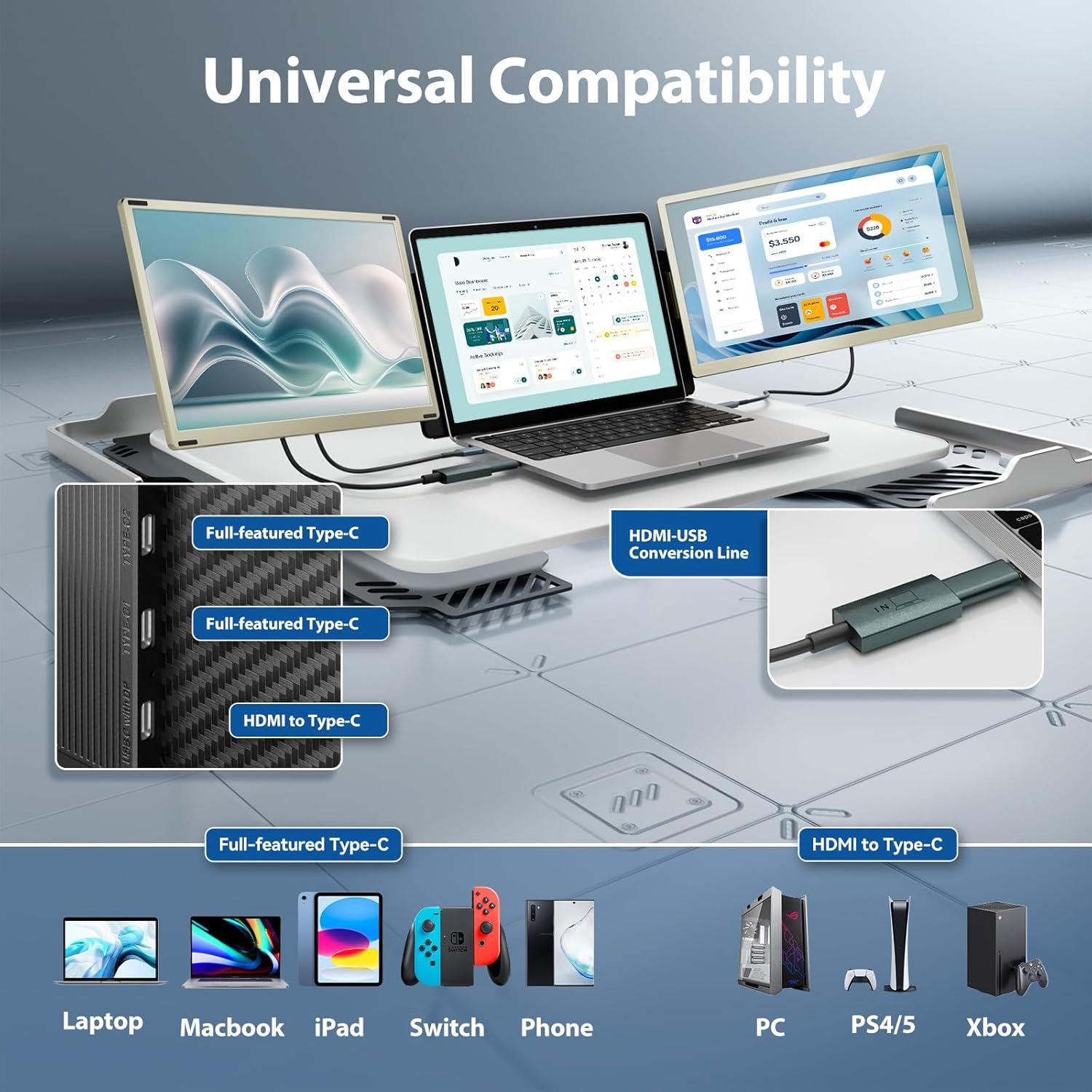 Монітори для ноутбуків FHD 1080P 15,6" обертається на 90-235 ° для Wins/Mac/Chrome Клас енергоефективності A - фото 3