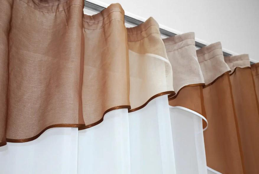 Шторка с ламбрекеном шифон/батист 270х170 см Коричневый/Белый (00к 59-328) - фото 2 Шторка с ламбрекеном шифон/батист 270х170 см Коричневый/Белый (00к 59-328) - фото 2