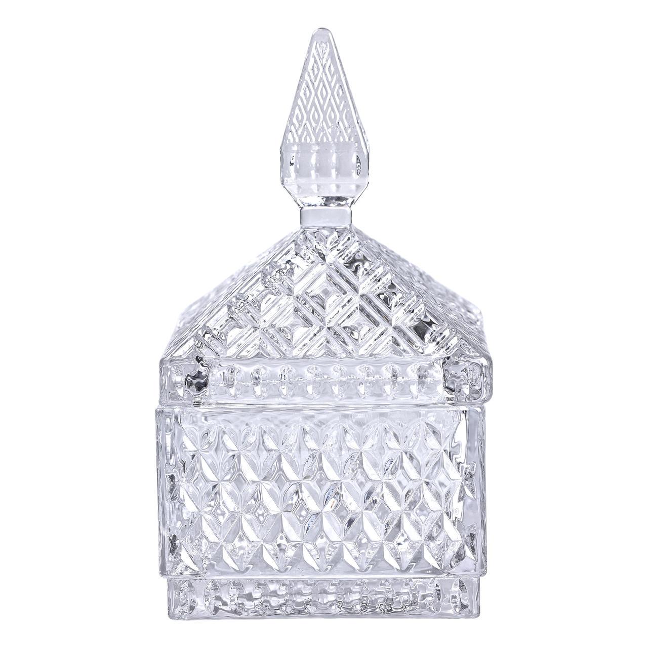 Цукерниця скляна з кришкою квадратна 8,5х8,5х15 см (5973) - фото 2 Цукерниця скляна з кришкою квадратна 8,5х8,5х15 см (5973) - фото 2